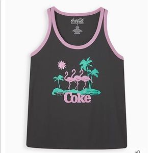 RINGER TANK - COTTON COKE GREY - TORRID NWT